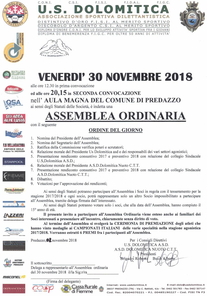 INVITO ASSEMBLEA 30-11-2018