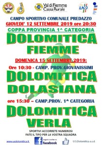 Partite domenica 15.09